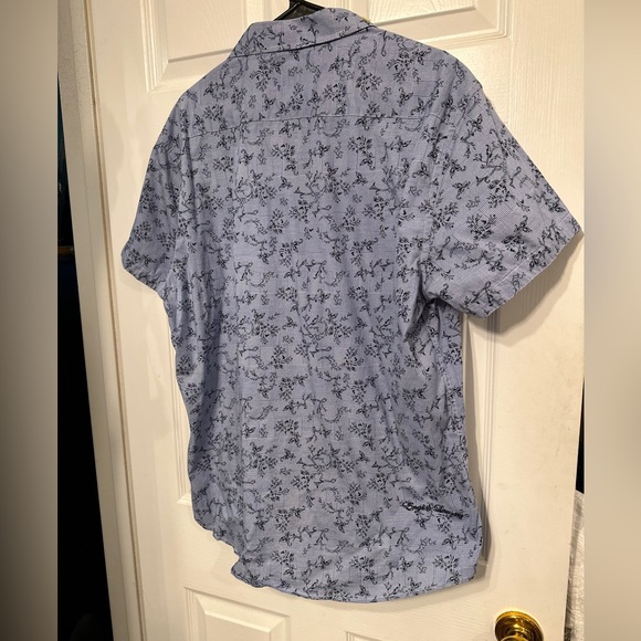 English Laundry XL Blue Patchwork Floral Button Up Shirt Short Sleeve Cotton + - Picture 6 of 7